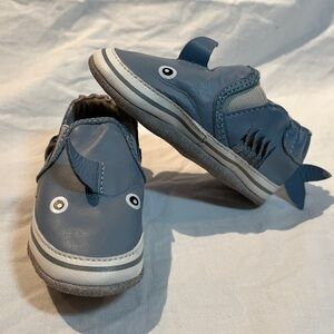 6-12M Blue Shark-Themed Leather Baby shoes